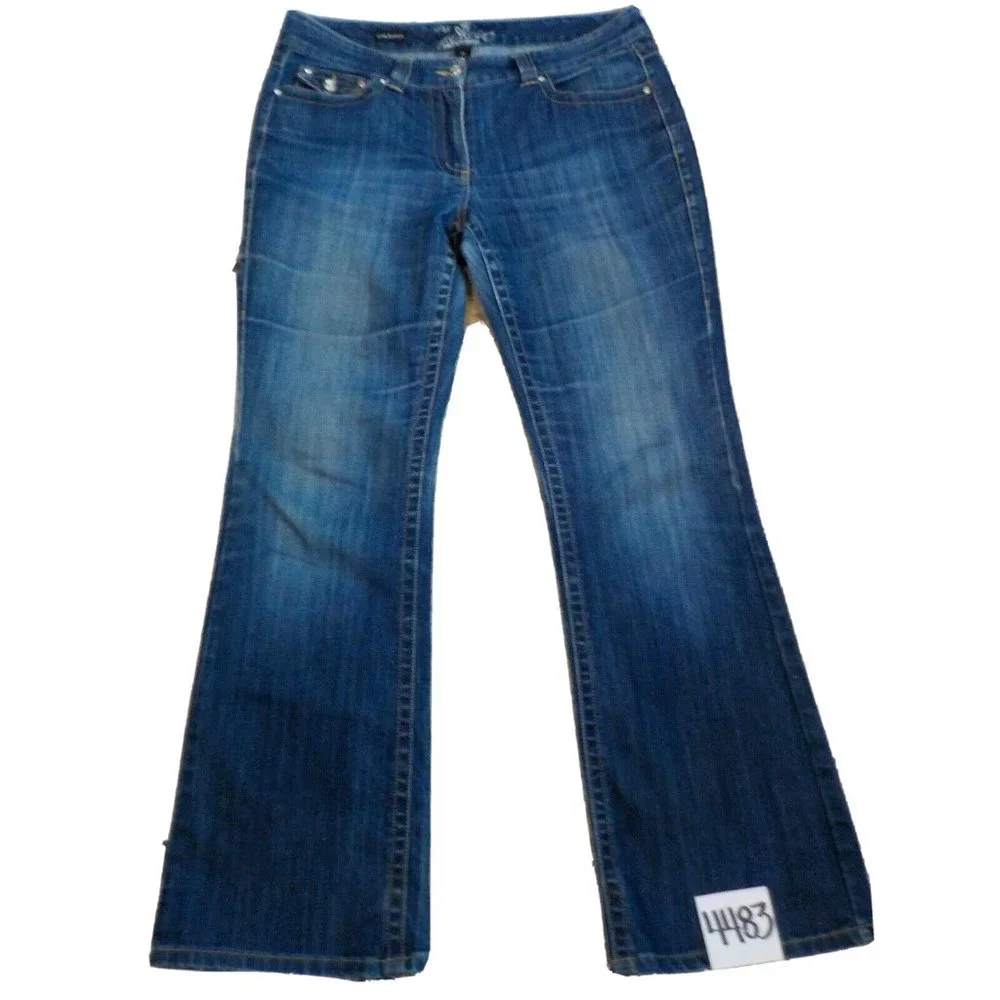 Premium Denim Womens Lydia Jeans Bootcut Stretchy Dark Blue Size 12 (36 x 32) - Picture 4 of 7